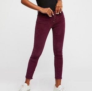 NEW Free People Maroon Raegan Raw Hem Pants